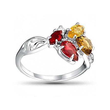 Серебряное кольцо с гранатом и раухтопазом с цитрином и фианитами 890₽