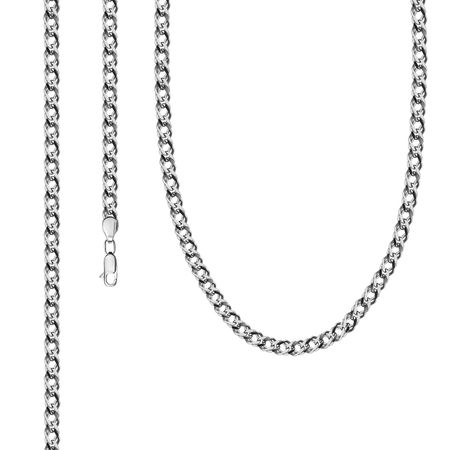 Серебряная полновесная цепочка Двойной ромб с алмазной гранью и родированием 6790₽