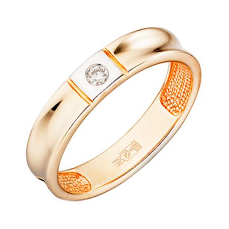 Золотое обручальное кольцо с бриллиантом и родированием 57990₽