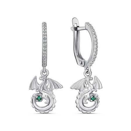 Серебряные серьги Дракон с фианитами и родированием 2190₽