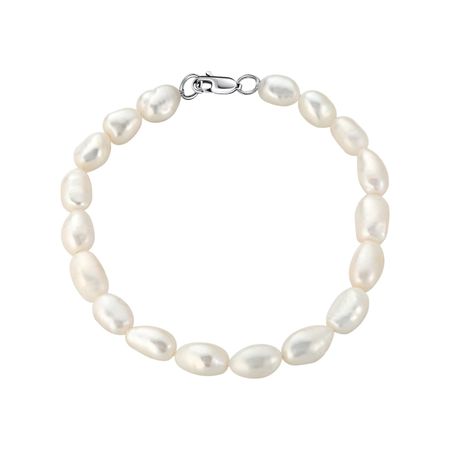 Серебряный браслет с жемчугом и родированием 690₽