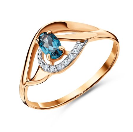 Золотое кольцо с топазом и бриллиантами 13990₽