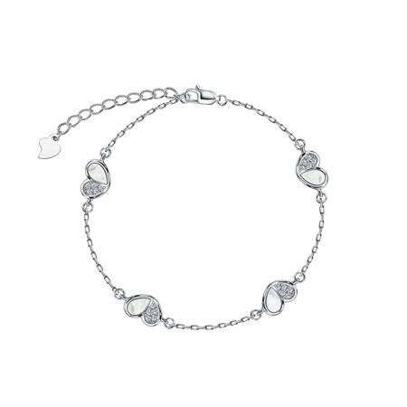 Серебряный браслет с перламутром и фианитами с родированием р 16-19 3210₽