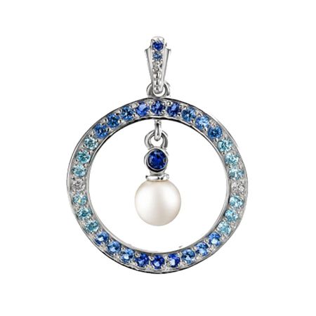 Серебряная подвеска с жемчугом и фианитами с родированием 1490₽