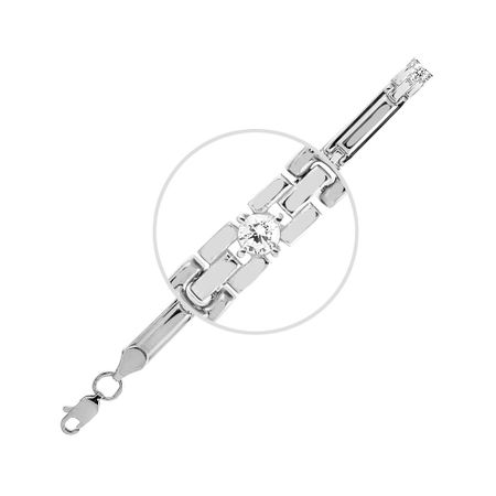Серебряный браслет Ролекс с фианитами и родированием 5950₽