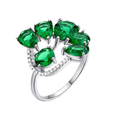 Серебряное кольцо с ситаллами и фианитами с родированием 2000₽