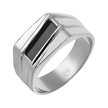 Серебряная печатка с ониксом и родированием 3990₽