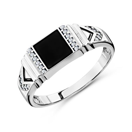 Серебряная печатка с эмалью и фианитами с родированием 2990₽