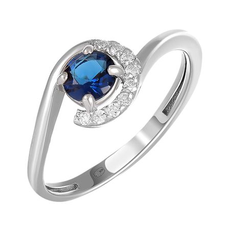 Кольцо из серебра с сапфиром и фианитами 990₽