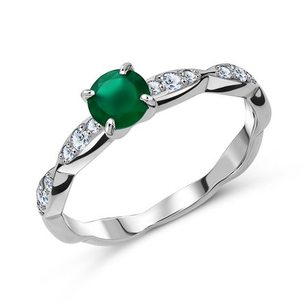Кольцо из серебра с агатом и фианитами 1190₽