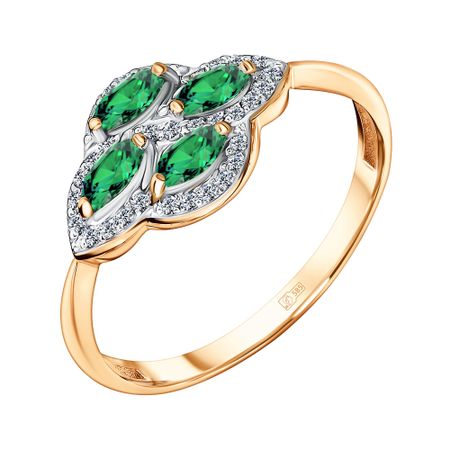 Золотое кольцо с изумрудами и бриллиантами 36990₽