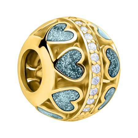 Серебряный шарм Сердце с эмалью и фианитами с позолотой 590₽