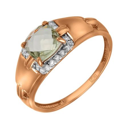 Золотое кольцо с кварцем и фианитами 25990₽