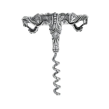 Серебряный штопор Дракон с родированием 34640₽