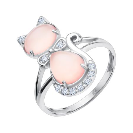 Серебряное кольцо с агатами и фианитами с родированием 3990₽