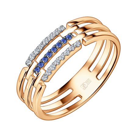 Золотое кольцо с сапфирами и бриллиантами 57990₽