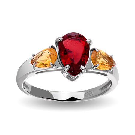 Кольцо из серебра с гранатом и цитрином 890₽