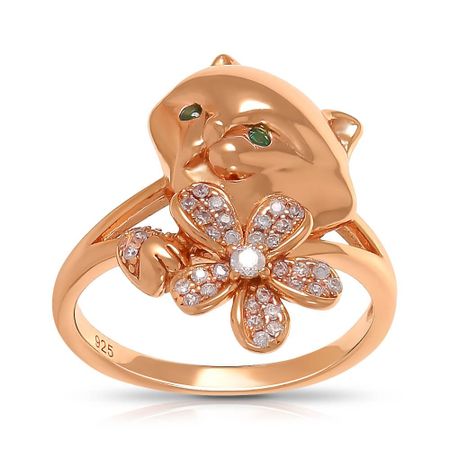 Кольцо Кошка с цветком из серебра с фианитами 1500₽