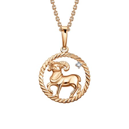 Золотая подвеска с фианитом со знаком зодиака Овен 21410₽