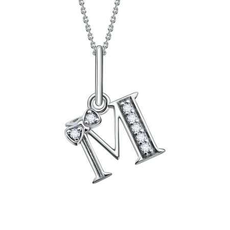 Серебряная подвеска буква М с фианитами и родированием 590₽