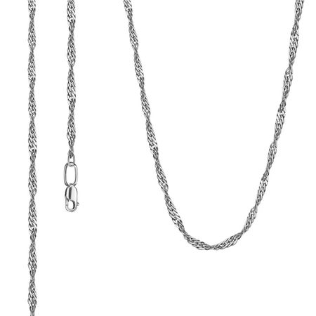 Серебряная цепочка Сингапур с алмазной гранью и родированием 1790₽