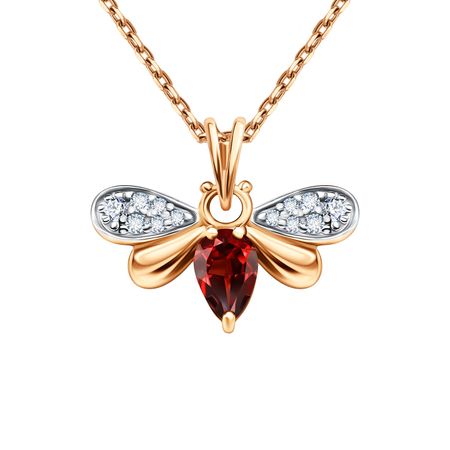 Золотая подвеска с гранатом и фианитами с родированием 10990₽