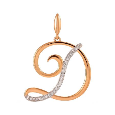Золотая подвеска буква Д с фианитами 25810₽