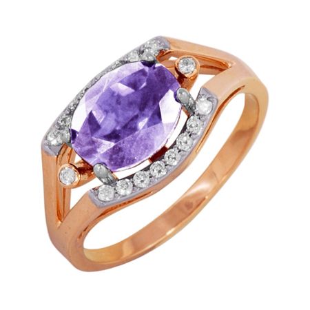 Золотое кольцо с аметистом и фианитами 35990₽