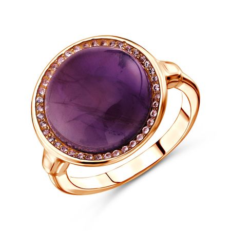 Серебряное кольцо с аметистом и фианитами 4990₽