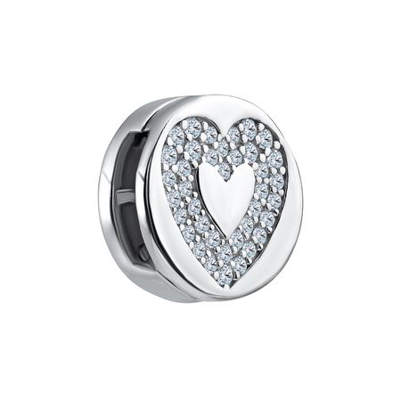 Серебряный шарм Сердце с фианитами и родированием 990₽