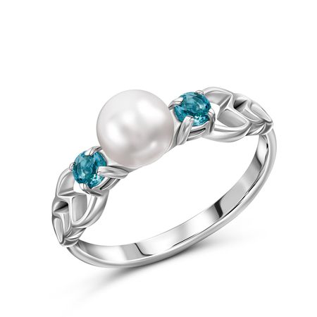 Серебряное кольцо с жемчугом и топазами 800₽