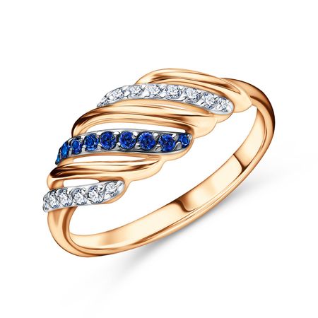 Золотое кольцо с сапфирами и бриллиантами 39990₽
