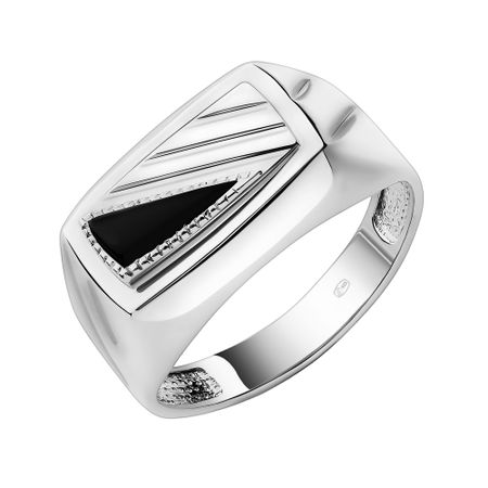 Серебряная печатка с ониксом и родированием 2240₽