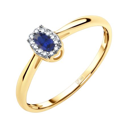 Золотое кольцо с сапфиром и бриллиантами 22990₽