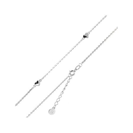 Серебряный браслет на ногу Сердце с родированием 690₽