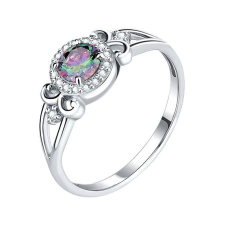 Серебряное кольцо с кварцем фианитами и родированием 990₽