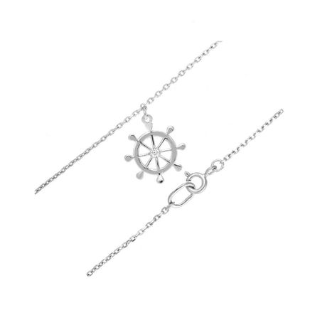 Серебряный браслет на ногу Штурвал с фианитами и родированием 490₽