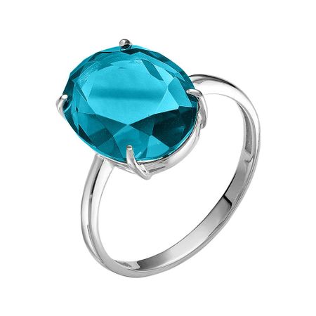 Серебряное кольцо с ювелирным кристаллом и родированием 900₽