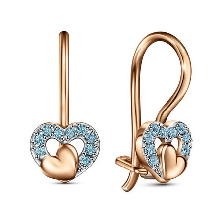 Золотые детские серьги Сердце с фианитами 17490₽