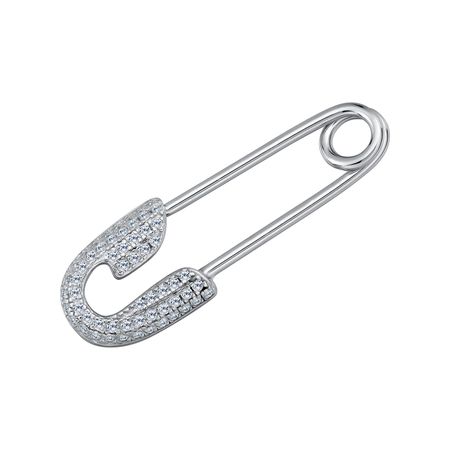 Серебряная брошь-булавка с фианитами и родированием 2300₽