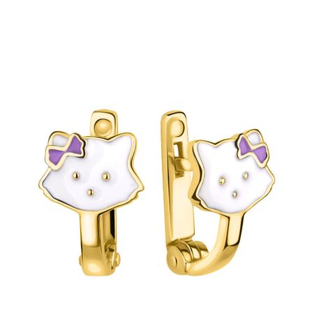 Серебряные детские серьги Кот с эмалью и позолотой 990₽