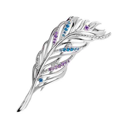 Брошь Перо из серебра с фианитами 3500₽