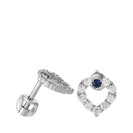 Серьги-пусеты Сердце из серебра с сапфирами и фианитами 1590₽