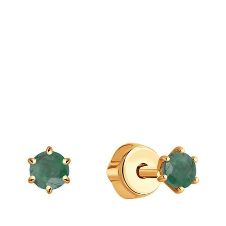 Золотые серьги с изумрудами 76990₽