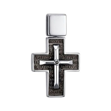 Серебряная подвеска Крест с бриллиантом и родированием 5990₽