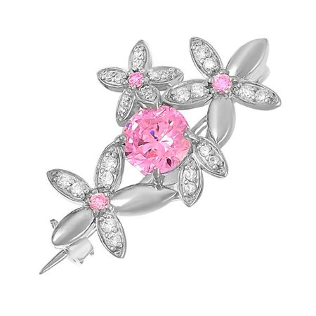 Брошь Цветок из серебра с фианитами 2000₽