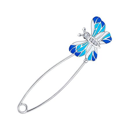 Серебряная брошь Бабочка с эмалью и фианитами с родированием 1550₽