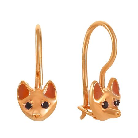 Серьги детские Лиса из серебра с эмалью и фианитами 990₽