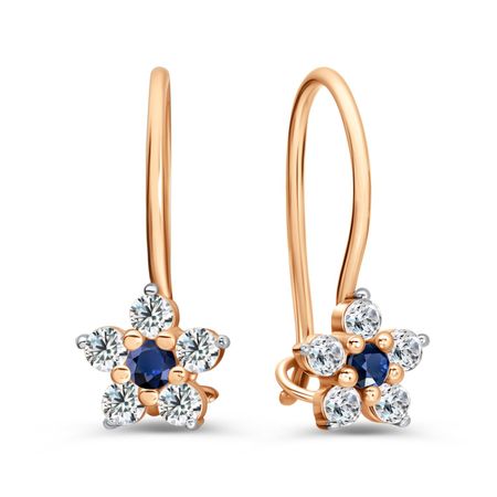 Золотые серьги со шпинелью нано и фианитами 19490₽