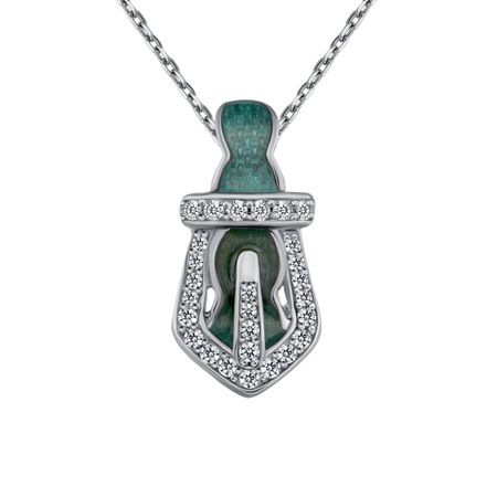 Серебряное колье с эмалью и фианитами с родированием 1190₽